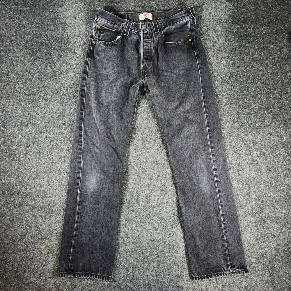 Levi's 501 Original Jeans Mens 31x32 Fit 29x29 Black Button Fly Faded Denim Y2K